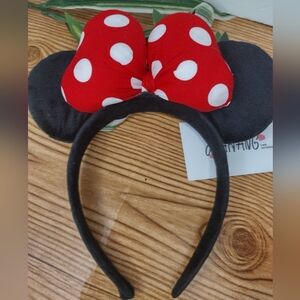 Mouse Ears Party Headband With Red Polka Dot Bow
